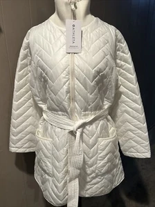 Athleta Mendocino Mantel Reißverschluss vorne Gürtel Magnolienweiß Puffer Damengröße 1X - Bild 1 von 19