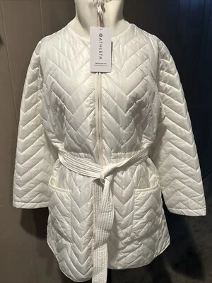 Athleta Mendocino Coat Zipper Front Belted Magnolia White Puffer Women’s Size 1X - Image 1 of 4
