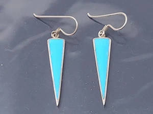 Vintage PSCL Peter Stone Sterling Silver Arrow Turquoise Dangle Pierced Earrings - Picture 1 of 4