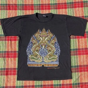 Vintage Thailand T-shirt 1990’s Size Large Graphic Print Black Design Tee - Picture 1 of 6