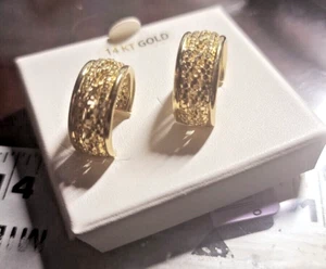 Breite 14k durchbrochene Gelbgold Ohrringe mit breitem Band Neu mit Etikett verpackt Raffinesse + - Bild 1 von 5