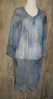 Catherines Azul Gris Tejido Encubrimiento Mujer 2X 22/24W 3/4 Slv Fairy Grunge Boho Foto 1 de 4