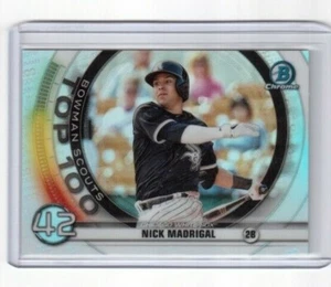 2020 Bowman Chrome Insert Bowman Scouts Top 100 Nick Madrigal Chicago White Sox - Imagen 1 de 2