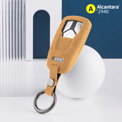 Alcantara Car Key Case Cover Holder Keycahin For Audi A4L A3 A6L Q3 Q5L Key Bag - Image 1 of 4