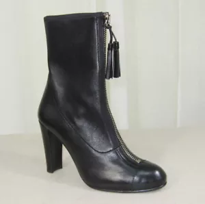 NUOVI STUART WEITZMAN stivali stivaletti neri in pelle elasticizzata con zip anteriore tacco 7 M - Foto 1 di 12