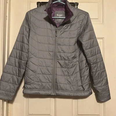 Mujer Simms Productos de Pesca Gris Ligero Puffer Chaqueta Talla S Foto 1 de 4
