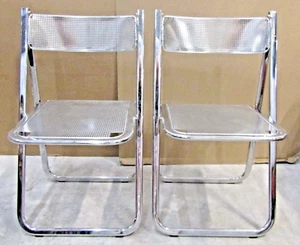 Matched Pair of Perforated Chrome Tamara Folding Chairs from Arrben, Italy 1970s - Picture 1 of 15