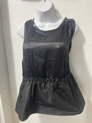 NUEVO CON ETIQUETAS DONCASTER Sin Mangas Negro Seda Top Volantes Dobladillo Cuentas Lentejuelas Mujer Talla 14#25 Foto 1 de 4