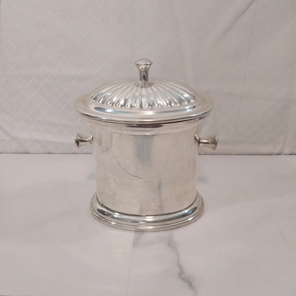 Cubo de hielo/carrito de té inglés vintage plateado 9X7 pulgadas Foto 1 de 4