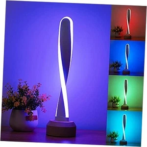 Modern Desk Light RGB Wood Table/ Bedside Lamp 7 Color-Changing Natural Beech - Picture 1 of 7