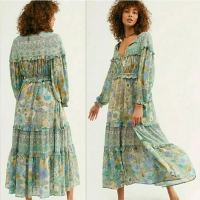 Maxi Vestido Spell & The Gypsy Turquesa Amatista Free People Grande Nuevo sin Etiquetas Foto 1 de 4