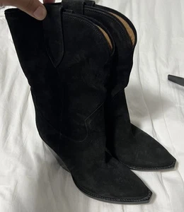 ISABEL MARANT Leyane Black Suede Boots Authentic Size 38 - Picture 1 of 10