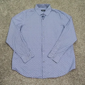 Bugatchi Shirt Mens XL Blue Ocean OoohCotton Tech Long Sleeve Stretch Button Up - Picture 1 of 10