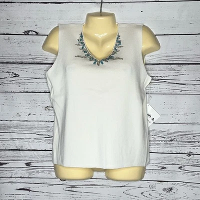 Blusa sin mangas Joseph A. Nueva con etiquetas talla XL blanca - adornada con cuentas Foto 1 de 4