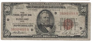 U.S. (Cleveland, OH) - Series of 1929 $50.00 National Currency Banknote - Picture 1 of 2