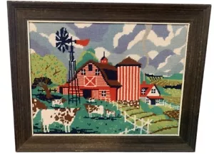 Molino de viento de punta de aguja rojo granero Holstein vacas verano granja cultivos manzano LG de colección - Imagen 1 de 16