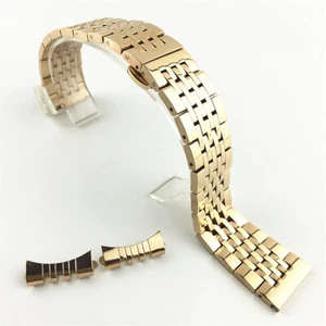 Polished Stainless Steel Bracelet Watch Strap Band Flat+Curved End 12-24mm NEW - Picture 1 of 15