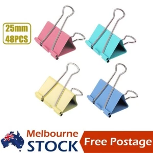 Deli Foldback Fold Back Clips Color Steel Binder Bulldog Clip 25mm Paper Tidy AU - Picture 1 of 9