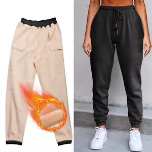 Damen Fleece Gummibund Freizeit Sport Hose Kordelzug Jogginghose Sweatpants - Bild 1 von 41