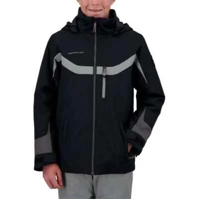 Chaqueta de esquí con capucha Obermeyer L102406 negra/gris para niños talla M/10-12 Foto 1 de 3