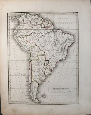 1835 South America Original Map, Hand Colored Outlines - Image 1 of 2