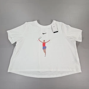 NIKE Womens T Shirt White XL Dri Fit ADV Tennis Tee Loose Fit Short Sleeves - Picture 1 of 10