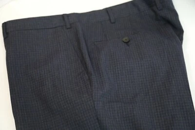 #348 Pal Zileri Blue Check Flat Front Pants Size 39 - Image 1 of 4