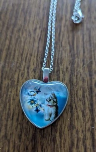 Schöne Kätzchen und Schmetterlinge Halskette - kostenloser Versand - Bild 1 von 2