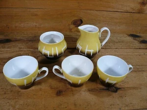Retro Style Porcelain Kahla Demitasse Yellow Brown Coffee 5 Pieces    - Picture 1 of 6