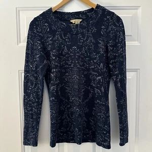 Royal Robbins Women's Navy Blue Floral Long Sleeve Top - Size S - Picture 1 of 3