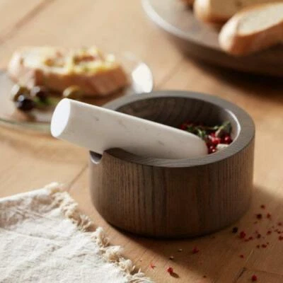 Libbey Prologue Handmade Wood Mortar and Marble Pestle - Image 1 of 2