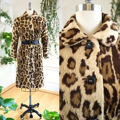 Vestido camisero vintage años 60 estampado animal leopardo piel sintética Rockabilly Foto 1 de 4