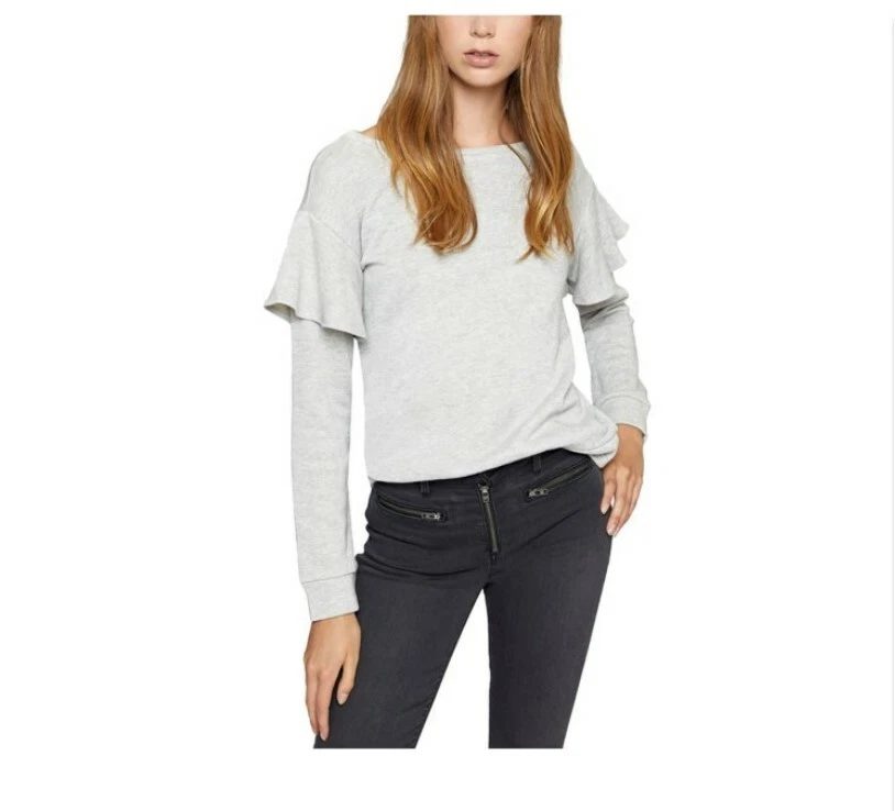Sanctuary Clothing Mujer Sudadera con Volantes Gris Pequeña Talla L Foto 1 de 1