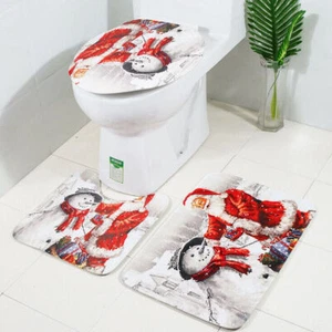 Dusch Bade Matte Vorleger Teppich WC Christmas Badgarnitur Badezimmer Matte Set - Bild 1 von 11