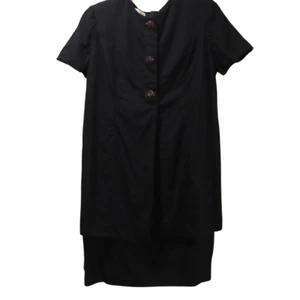 Vintage Evan Picone Flachsmischung Lagenlook Kleid Gr 16W schwarz minimalistisch künstlerisch - Bild 1 von 17