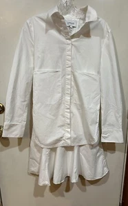 Vestido Camisa Derek Lam 10 Crosby Para Mujer Blanco Popelina Manga Larga Botón Talla 4 - Imagen 1 de 10