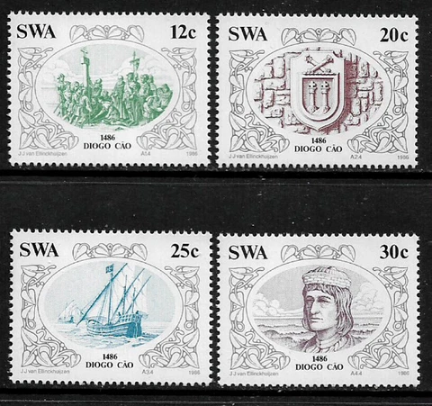 South West Africa #552-5 MNH Set - Diogo Cao - Visit to South West Africa Cover