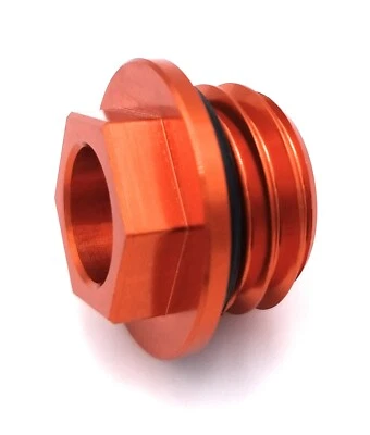 CNC Billet Aluminum Oil Filler Plug for KTM and Husqvarna Dirt Bikes Orange - Image 1 of 4