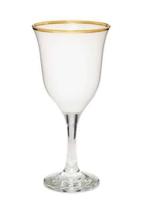White Wine Glasses with Gold Rim Set of 6 - Picture 1 of 1
