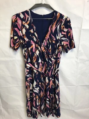 Elegante Vestido Ellen Tracy Multicolor con Cinturón e Imitación Envolvente para Mujer Talla 8” Foto 1 de 4