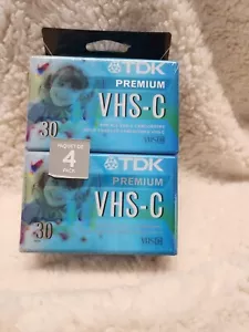 Paquete de 4 cintas de videocassette en blanco TDK VHS-C Premium nuevas - Imagen 1 de 8