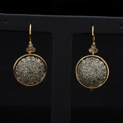 Pendientes Vintage De Oro Rosa 9KT Con Diamantes 1.10 CT Naturales No Tratados - Imagen 1 de 4