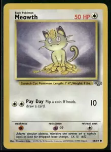 Pokémon Giungla #56/64 Meowth Comune, leggermente giocato - Foto 1 di 2