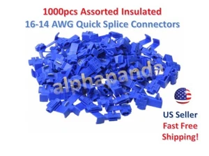 1000x Blue Electrical Cable Connectors Quick Splice Lock Wire Terminals Crimp - Picture 1 of 2