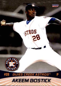2017 Buies Creek Astros Choice #2 Akeem Bostick Florence South Carolina SC Card