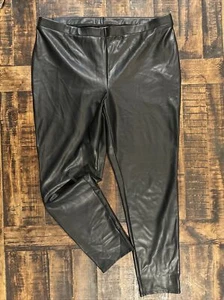 Chico's Blk Ponte Faux Leather Legging/Pant Size 2-3. No Tags. See Pics For More - Picture 1 of 10