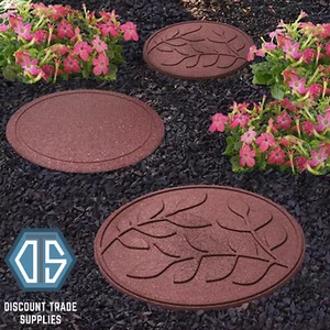 Primeur Terracotta Reversible Leaves Stepping Stone Garden Recycled Rubber - Picture 1 of 1