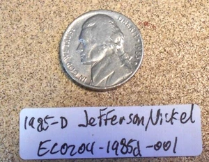 1985 D Jefferson Nickel Filled Mint Mark & "5", DDR Errors; Rare Old Coin Money - Picture 1 of 3