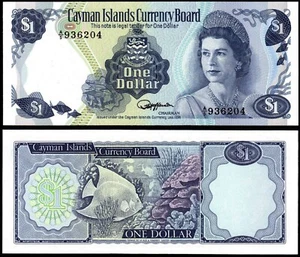 CAYMAN ISLANDS 1 DOLLAR (P5d) L.1975 (1985) QEII PREFIX A/5 UNC - Picture 1 of 1