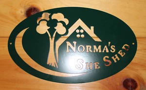 SHE SHED Sign Personalized w Name Plasma Metal Wall Art Garden Potting Barn - Picture 1 of 3